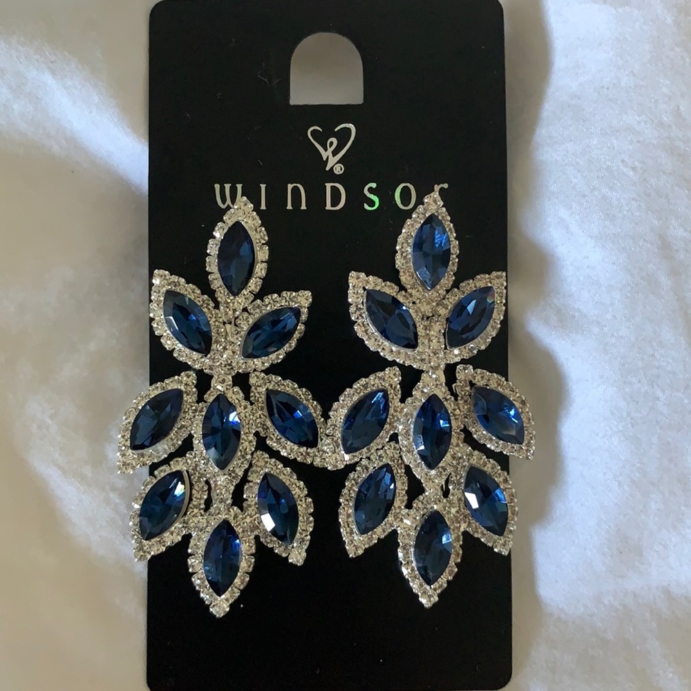 Prom/homecoming earrings. rhinestones, navy